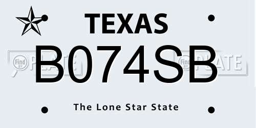 B074SB Texas License Plate