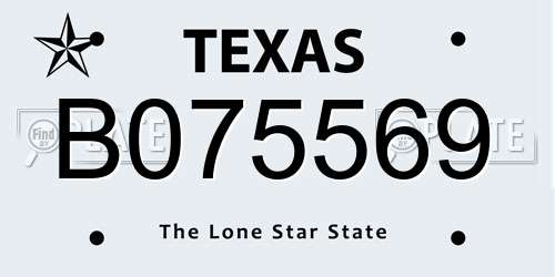 B075569 Texas License Plate