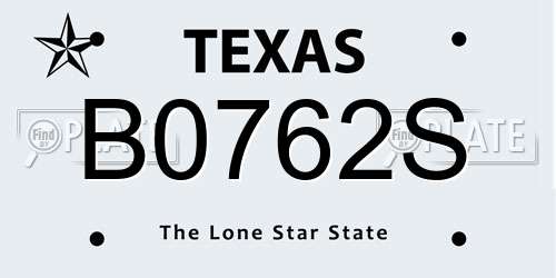 B0762S Texas License Plate
