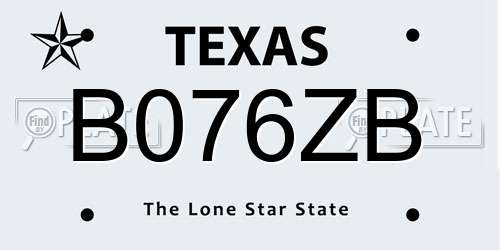 B076ZB Texas License Plate