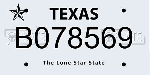 B078569 Texas License Plate