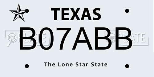 B07ABB Texas License Plate