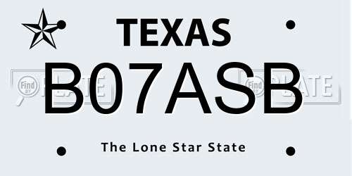 B07ASB Texas License Plate