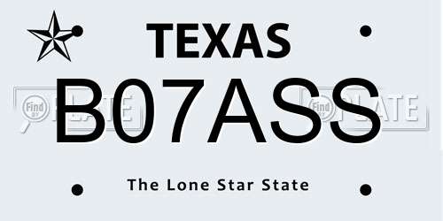 B07ASS Texas License Plate