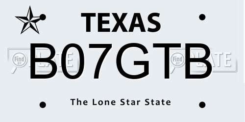 B07GTB Texas License Plate