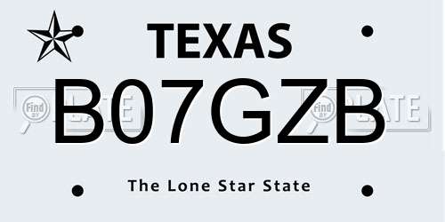 B07GZB Texas License Plate