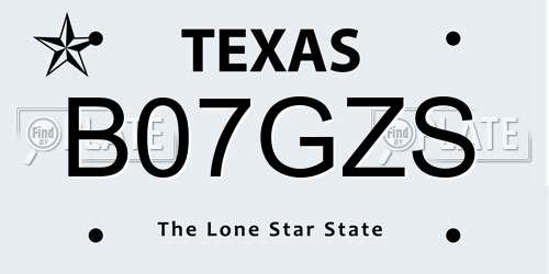 B07GZS Texas License Plate
