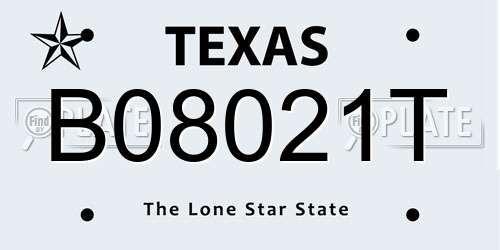 B08021T Texas License Plate