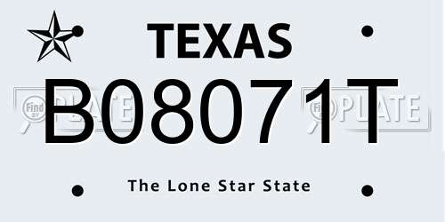 B08071T Texas License Plate