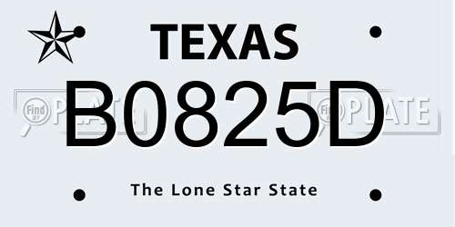 B0825D Texas License Plate
