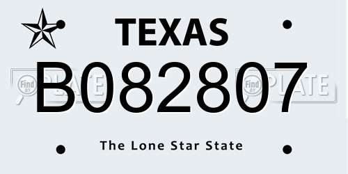 B082807 Texas License Plate
