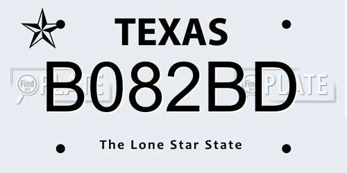 B082BD Texas License Plate