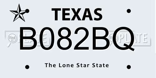 B082BQ Texas License Plate