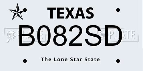 B082SD Texas License Plate