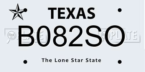 B082SO Texas License Plate