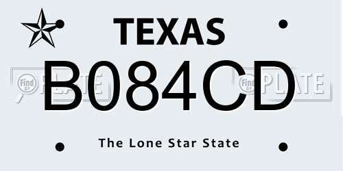 B084CD Texas License Plate