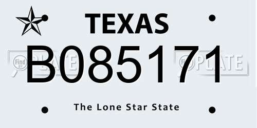 B085171 Texas License Plate