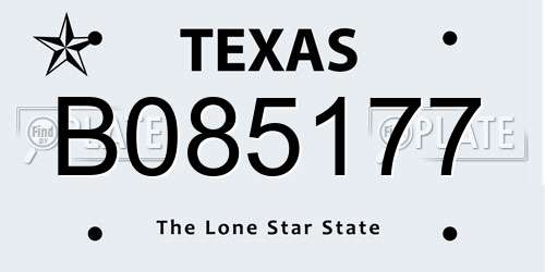 B085177 Texas License Plate