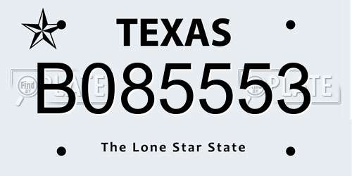 B085553 Texas License Plate