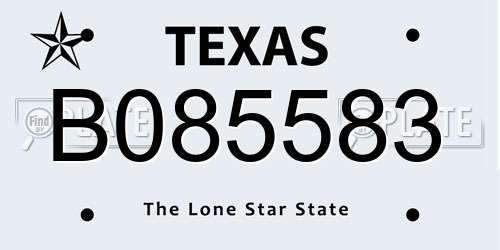 B085583 Texas License Plate