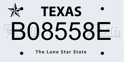 B08558E Texas License Plate