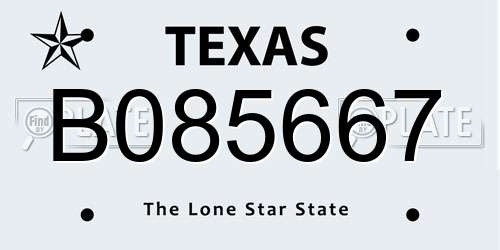 B085667 Texas License Plate