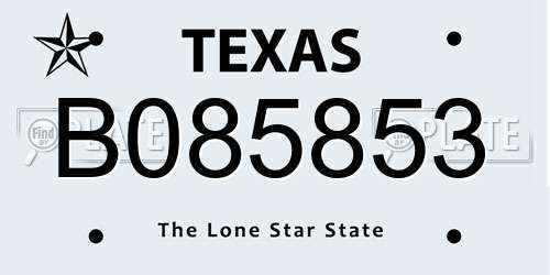 B085853 Texas License Plate
