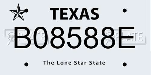 B08588E Texas License Plate