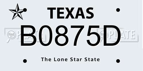 B0875D Texas License Plate