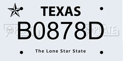 B0878D Texas License Plate