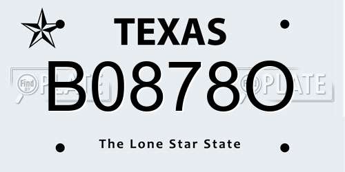 B0878O Texas License Plate