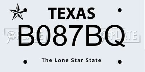 B087BQ Texas License Plate