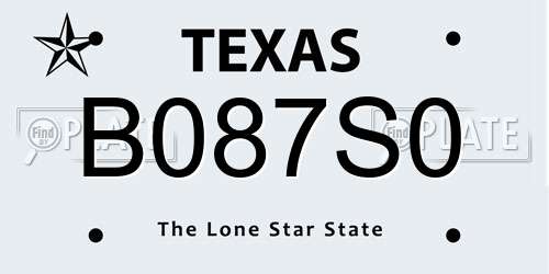 B087S0 Texas License Plate