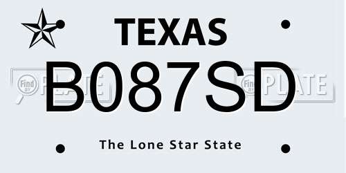 B087SD Texas License Plate