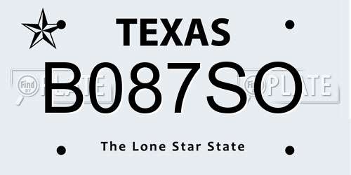 B087SO Texas License Plate
