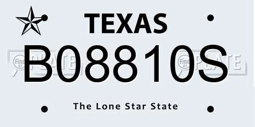 B08810S Texas License Plate