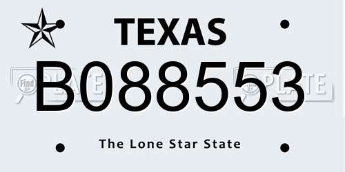 B088553 Texas License Plate