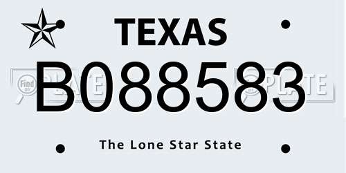 B088583 Texas License Plate