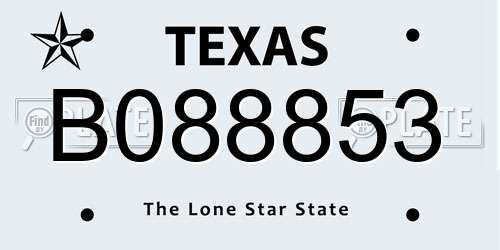 B088853 Texas License Plate