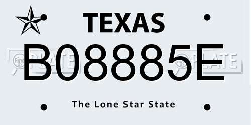 B08885E Texas License Plate