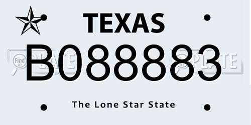 B088883 Texas License Plate