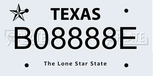 B08888E Texas License Plate
