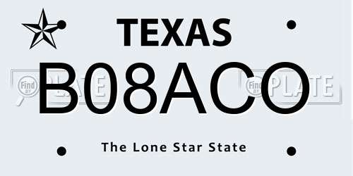 B08ACO Texas License Plate