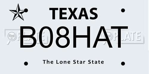 B08HAT Texas License Plate