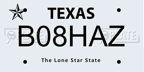 B08HAZ Texas License Plate