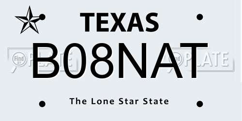 B08NAT Texas License Plate