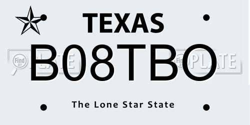 B08TBO Texas License Plate
