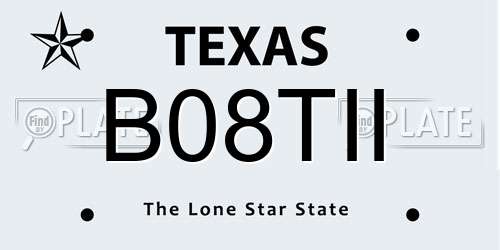 B08TII Texas License Plate