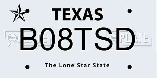 B08TSD Texas License Plate