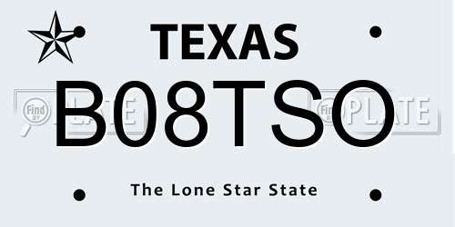 B08TSO Texas License Plate